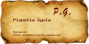 Planetta Gyula névjegykártya